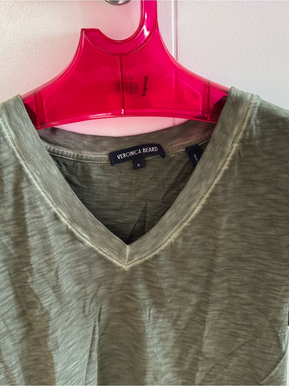 Veronica Beard Olive Green V-Neck Short Sleeve Tee
